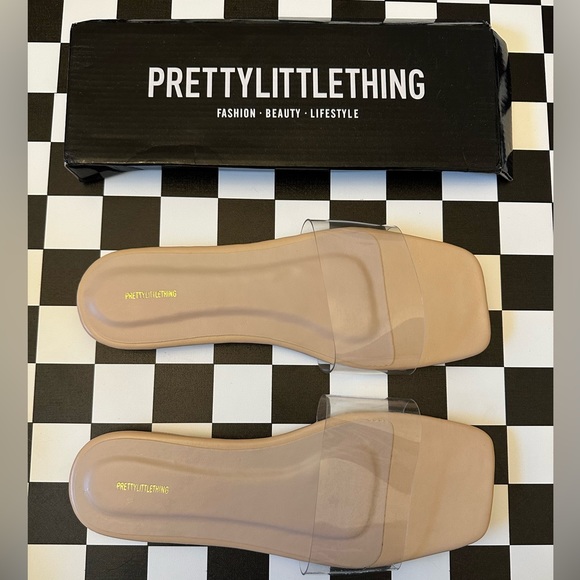 NEW PRETTY LITTLE THING NUDE CLEAR SANDALS SIZE 8 (UK 6) - Picture 8 of 10